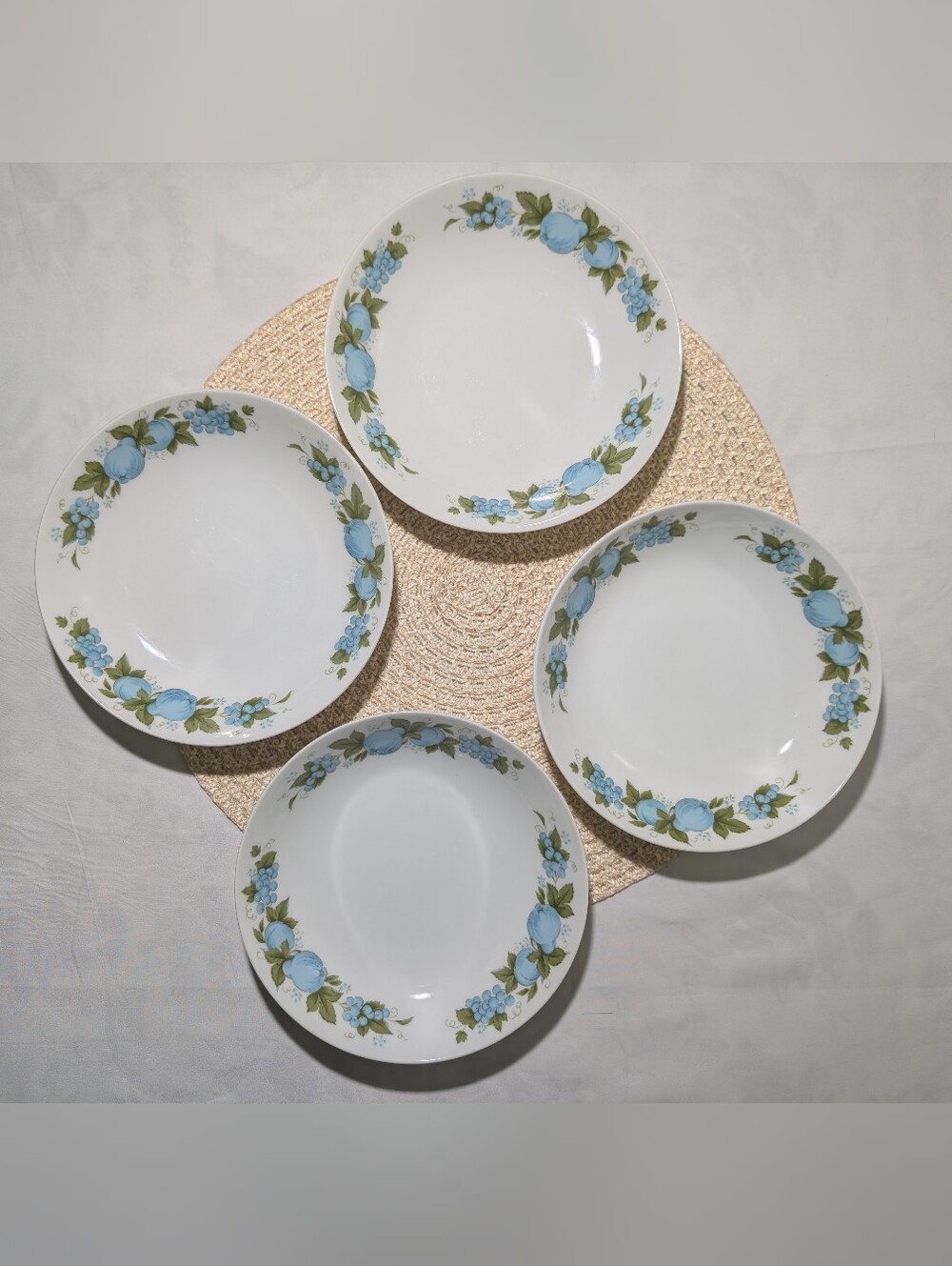 Noritake Cook 'n Serve Blue Orchard 7.5 Inch Bowls Set of 4